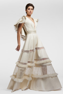 Tiered Deep-V Neck Gown Tiered Deep-V Neck Gown