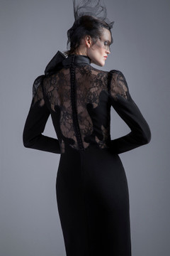 Black Long Sleeve & Lace Gown