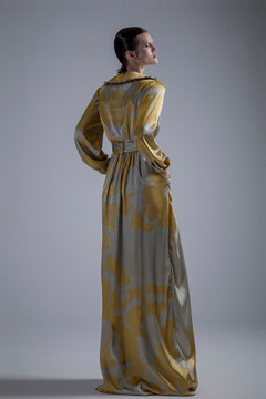 Collared Floral Print Gown Collared Floral Print Gown