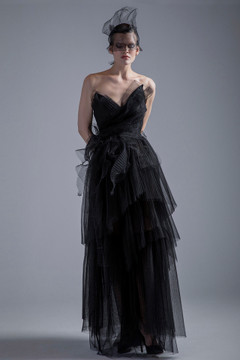 Pleated Strapless Gown