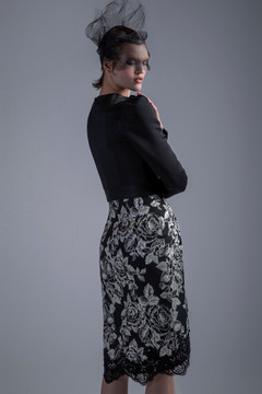 Long Sleeve Top with Floral Skirt