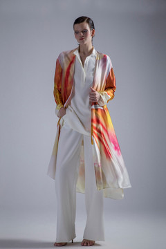 Collared Top with Kaftan and Pants Collared Top with Kaftan and Pants