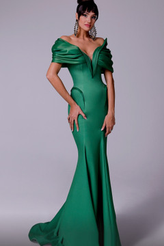 Off Shoulder Green Gown