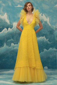 Yellow Ruffled Gown
