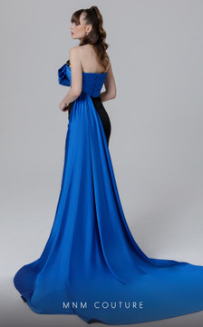 Strapless Contrast Bow Gown