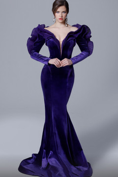 Long Sleeve Velvet Gown