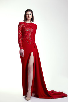 Red Long Sleeve Gown