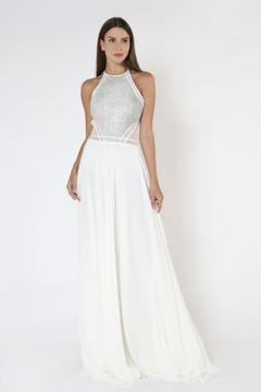 White Halter Gown