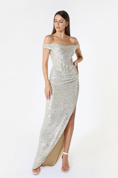 Silver Sequin Gown