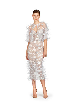 Floral Midi Dress with Short Cape Floral Midi Dress with Short Cape