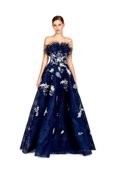 Floral Strapless A-Line Gown