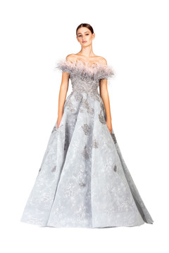 Off The Shoulder Feather Gown Off The Shoulder Feather Gown