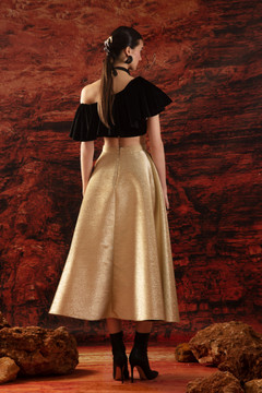 Flared Crop Top with Asymmetrical Midi Skirt