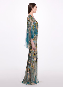 Floral Deep V Neck Gown Floral Deep V Neck Gown