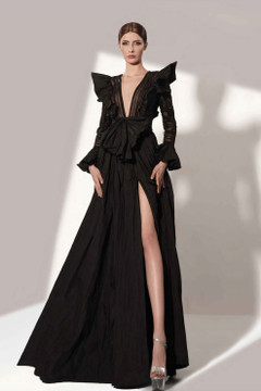 High Slit Black Gown