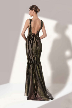 Sleeveless Sequin Fitted Gown Sleeveless Sequin Fitted Gown
