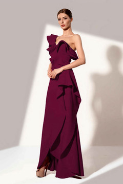 One Shoulder Ruffle Gown