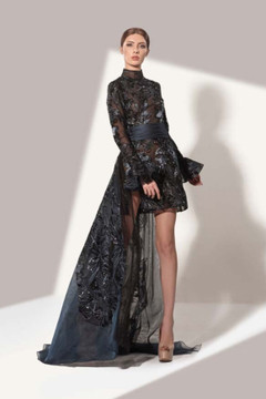 High Neck Embellished High Low Dress High Neck Embellished High Low Dress