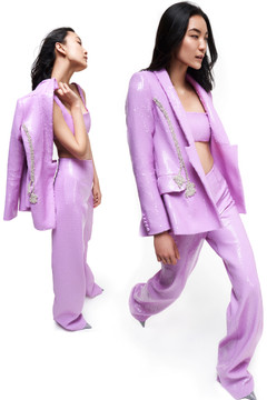 Sequined Crop Top and Jacket with Pants Sequined Crop Top and Jacket with Pants