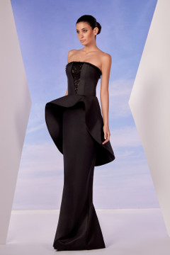 Strapless Mikado Lace Gown Strapless Mikado Lace Gown