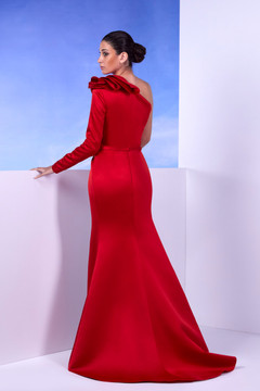 Jovani One Shoulder Long Sleeve Gown - District 5 Boutique