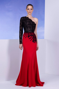 One-Shoulder Lace Gown One-Shoulder Lace Gown