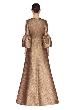 Gold Long Balloon Sleeve Caftan Gown