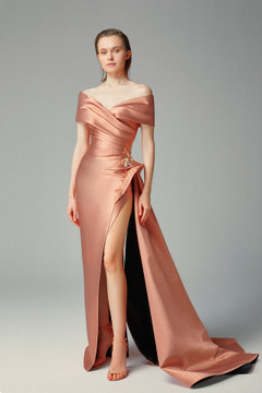 High Slit Off Shoulder Gown High Slit Off Shoulder Gown