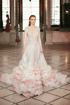 Fully Beaded Tulle  Gown