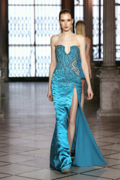 Satin Silk Slit Gown Satin Silk Slit Gown