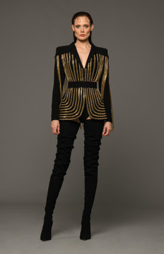 Crêpe Blazer with Gold Chains