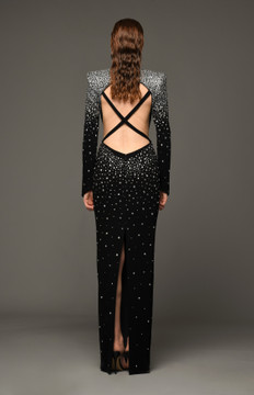 Fully Embroidered Crêpe Gown with Crystal Fully Embroidered Crêpe Gown with Crystal