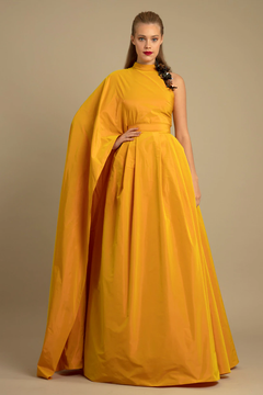 Asymmetrical Taffeta Gown