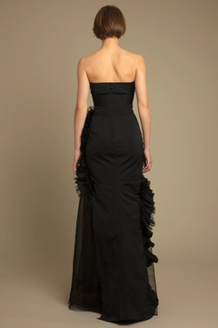 Ruffled Strapless Taffeta Gown