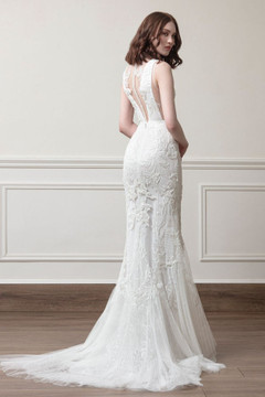 Embroidered Tulle and Lace Gown