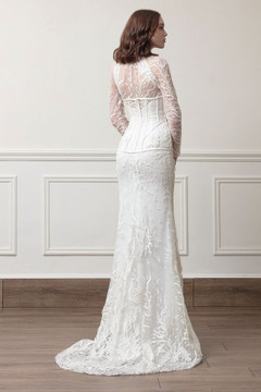 Long Sleeve Lace Embroidered Gown