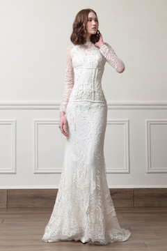 Long Sleeve Lace Embroidered Gown