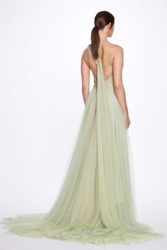 Tulle A-line Grecian Gown