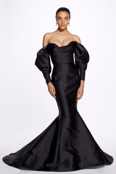 Off the Shoulder Duchess Satin Gown