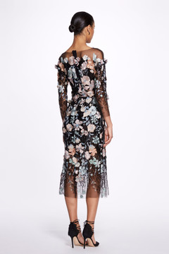 Long Sleeve Sequin Floral Midi Dress Long Sleeve Sequin Floral Midi Dress