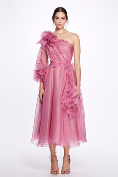 One Shoulder Silk Organza Dress