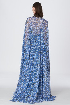 Silk Chiffon Cape Gown