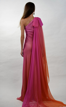 One Shoulder Silk Chiffon Gown