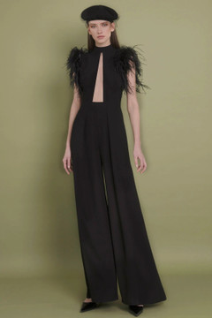 Feathered Crepe Jumpsuit