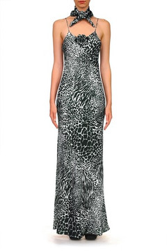Zebra Printed Silk Jacquard Bias Gown Zebra Printed Silk Jacquard Bias Gown