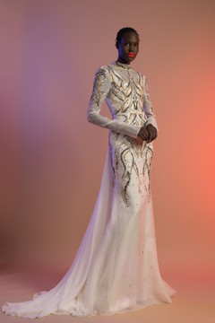 Embroidered Silk Organza Gown