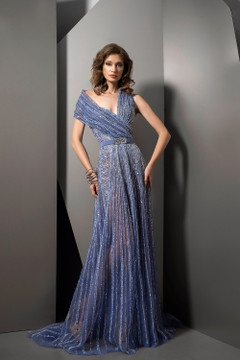 Semi-Sheer Embellished Gown