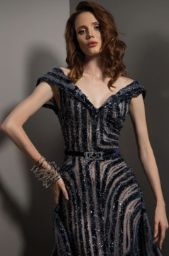 Off the Shoulder Embellished Gown Off the Shoulder Embellished Gown