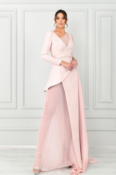 Long Sleeve High Low Gown