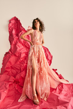 Sleeveless Halter-Neck Slit Gown Sleeveless Halter-Neck Slit Gown
